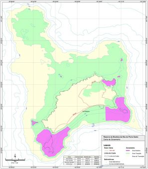 Zonamento da Reserva da Biosfera da Ilha do Porto Santo, segundo o sistema de projeção WGS84 (EPSG:4326)