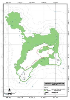 Buffer Zones of the Biosphere Reserve of Porto Santo, according to projection system WGS84 (EPSG:4326).