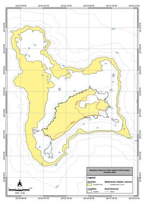 Transition Areas of the Biosphere Reserve of Porto Santo, according to projection system WGS84 (EPSG:4326).